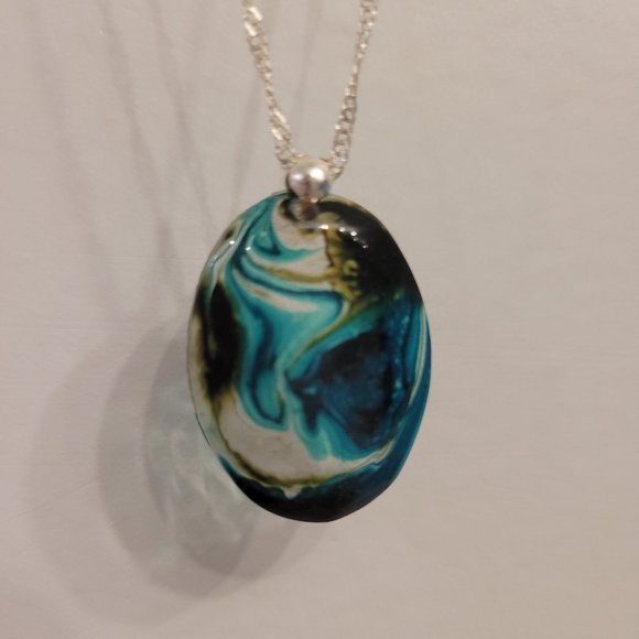 Handmade Necklace with silver plated twist chain - Picture 2 of 12
